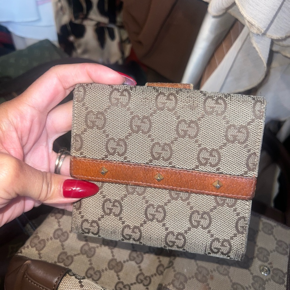 Gucci unisex logo Brown Leather Wallet